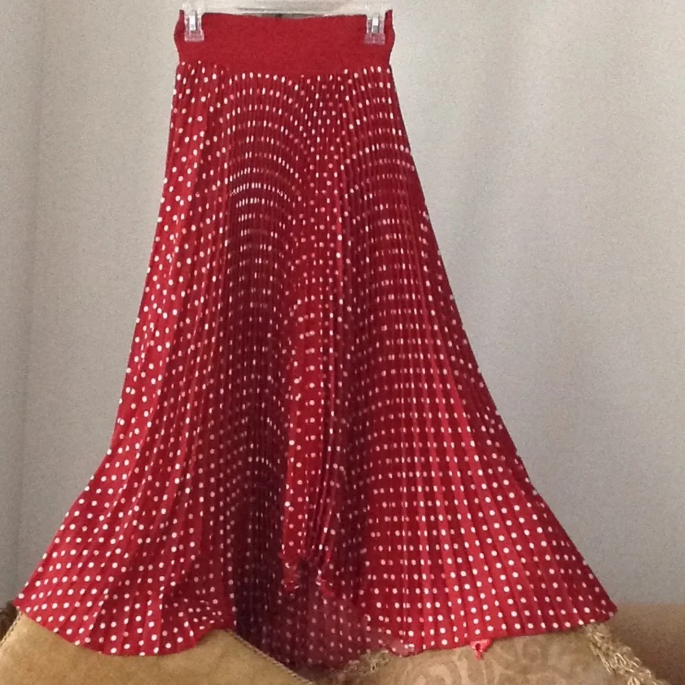 🔴 Elie Tahari - Smocked Waist / Dotted Maxi Skirt - Picture 1 of 8